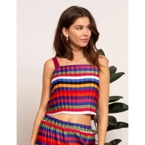 Lucy Paris Rainbow Crop Top Blouse Aurora Medium NWT